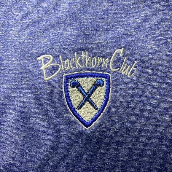 Clique Polo Shirt Sky Blue Blackthorn Golf Club Logo Men’s Medium - Picture 3 of 5